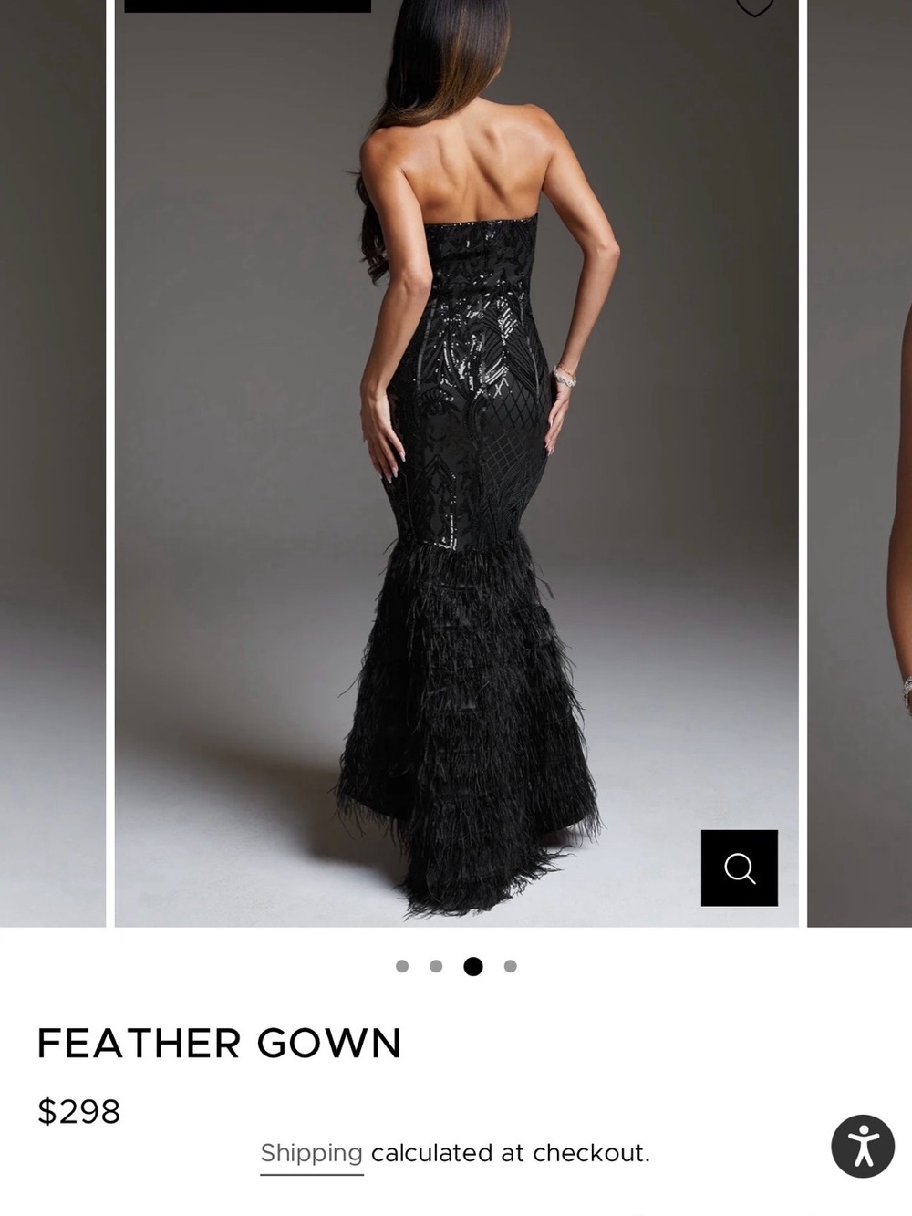 bebe Black Strapless Sequin & Feather Evening Gown, show stopping , worn once - Picture 2 of 3